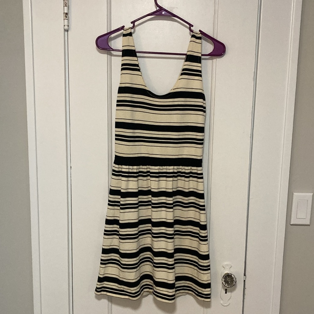 Cream and black stripped dress